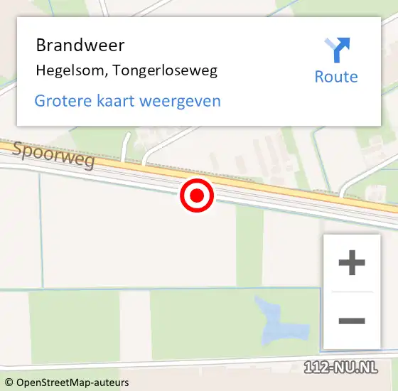 Locatie op kaart van de 112 melding: Brandweer Hegelsom, Tongerloseweg op 1 februari 2019 13:51