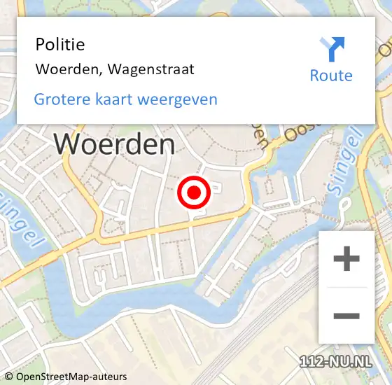 Locatie op kaart van de 112 melding: Politie Woerden, Wagenstraat op 1 februari 2019 14:02