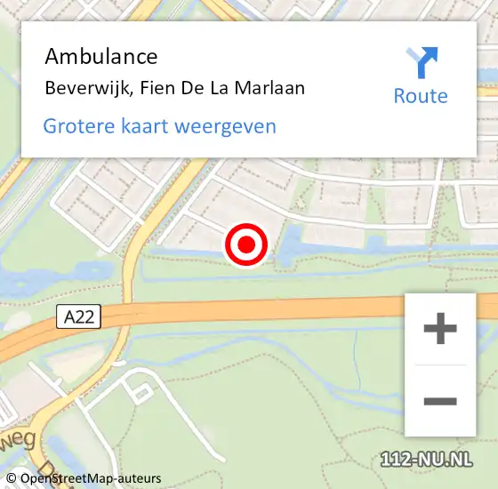 Locatie op kaart van de 112 melding: Ambulance Beverwijk, Fien De La Marlaan op 1 februari 2019 14:13