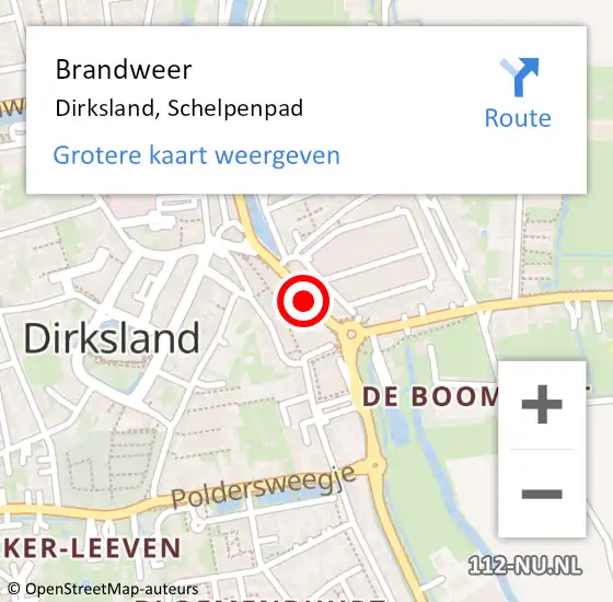 Locatie op kaart van de 112 melding: Brandweer Dirksland, Schelpenpad op 1 februari 2019 14:39