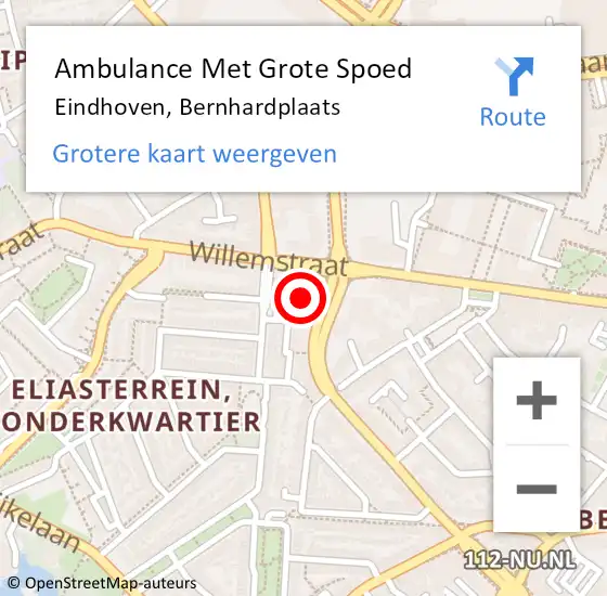 Locatie op kaart van de 112 melding: Ambulance Met Grote Spoed Naar Eindhoven, Bernhardplaats op 1 februari 2019 15:19