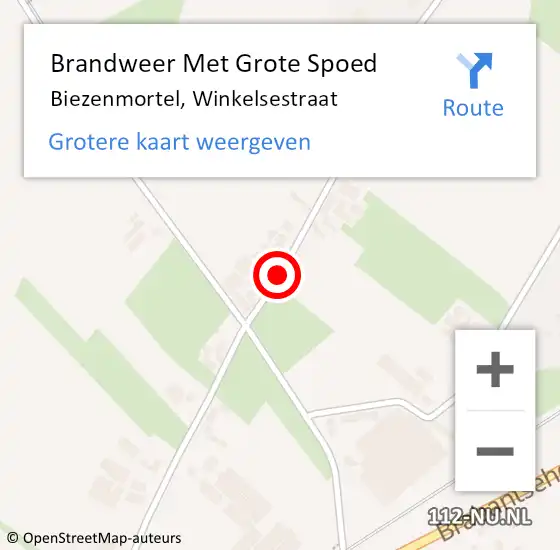 Locatie op kaart van de 112 melding: Brandweer Met Grote Spoed Naar Biezenmortel, Winkelsestraat op 1 februari 2019 15:37