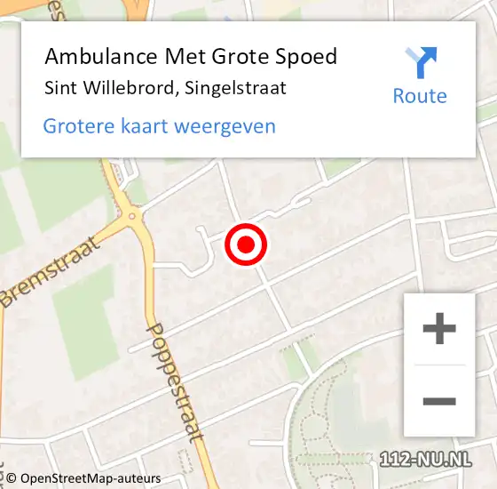 Locatie op kaart van de 112 melding: Ambulance Met Grote Spoed Naar Sint Willebrord, Singelstraat op 1 februari 2019 17:25