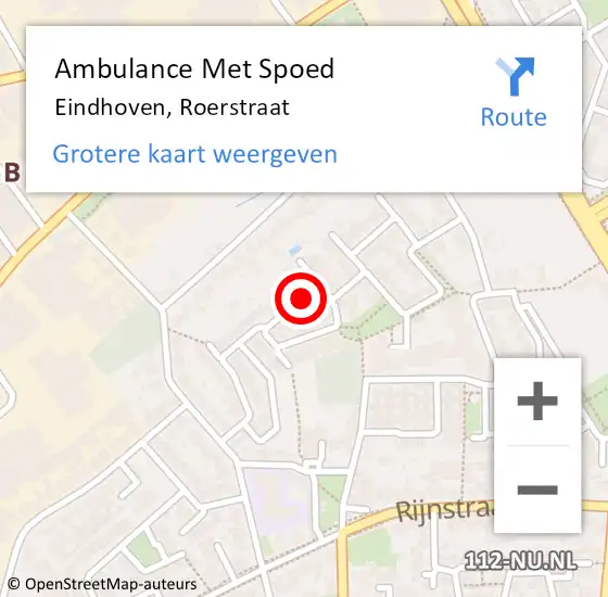 Locatie op kaart van de 112 melding: Ambulance Met Spoed Naar Eindhoven, Roerstraat op 1 februari 2019 18:54