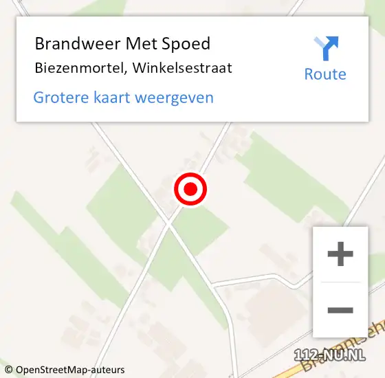 Locatie op kaart van de 112 melding: Brandweer Met Spoed Naar Biezenmortel, Winkelsestraat op 1 februari 2019 19:37