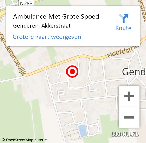 Locatie op kaart van de 112 melding: Ambulance Met Grote Spoed Naar Genderen, Akkerstraat op 1 februari 2019 21:50