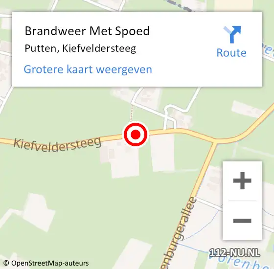 Locatie op kaart van de 112 melding: Brandweer Met Spoed Naar Putten, Kiefveldersteeg op 1 februari 2019 22:42