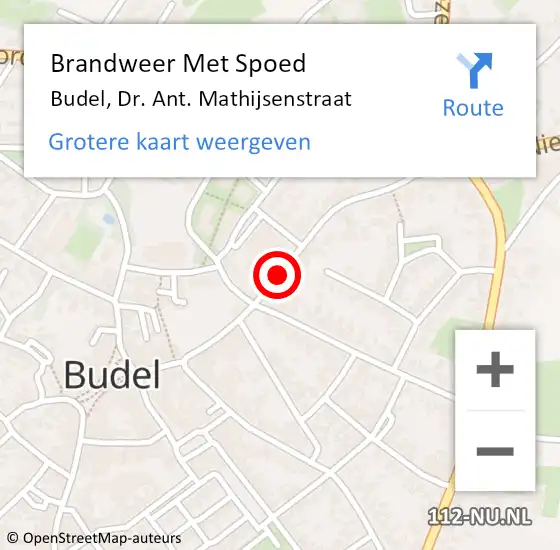 Locatie op kaart van de 112 melding: Brandweer Met Spoed Naar Budel, Dr. Ant. Mathijsenstraat op 1 februari 2019 23:08