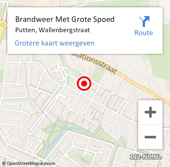 Locatie op kaart van de 112 melding: Brandweer Met Grote Spoed Naar Putten, Wallenbergstraat op 1 februari 2019 23:53