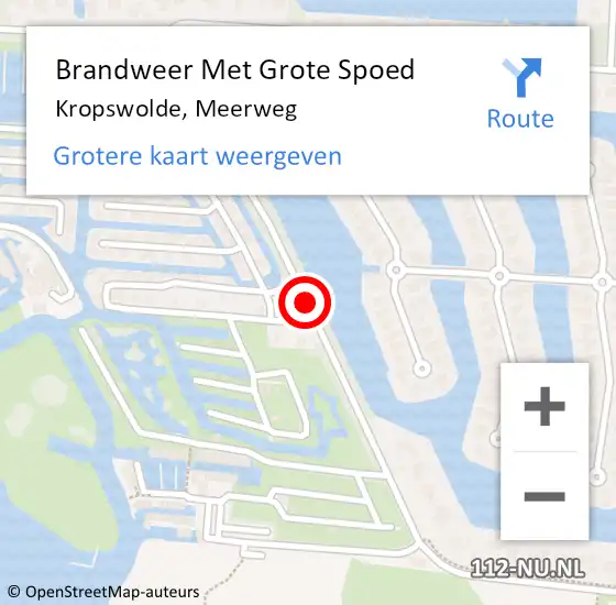 Locatie op kaart van de 112 melding: Brandweer Met Grote Spoed Naar Kropswolde, Meerweg op 2 februari 2019 00:50