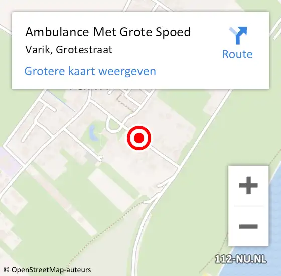 Locatie op kaart van de 112 melding: Ambulance Met Grote Spoed Naar Varik, Grotestraat op 2 februari 2019 02:23