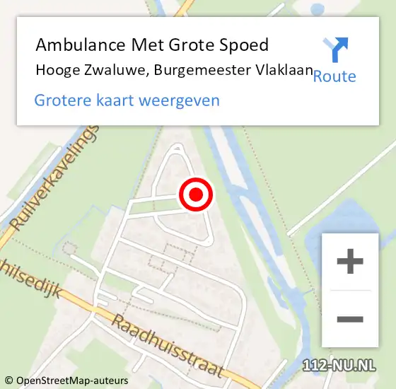 Locatie op kaart van de 112 melding: Ambulance Met Grote Spoed Naar Hooge Zwaluwe, Burgemeester Vlaklaan op 2 februari 2019 04:12