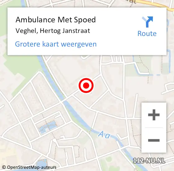 Locatie op kaart van de 112 melding: Ambulance Met Spoed Naar Veghel, Hertog Janstraat op 2 februari 2019 04:44