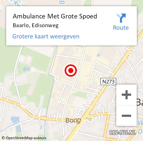 Locatie op kaart van de 112 melding: Ambulance Met Grote Spoed Naar Baarlo, Edisonweg op 22 maart 2014 10:01