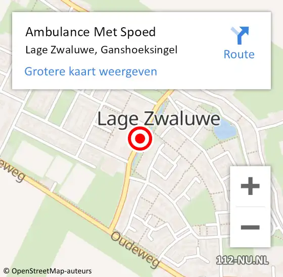 Locatie op kaart van de 112 melding: Ambulance Met Spoed Naar Lage Zwaluwe, Ganshoeksingel op 2 februari 2019 05:16
