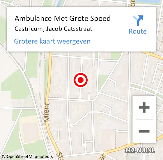 Locatie op kaart van de 112 melding: Ambulance Met Grote Spoed Naar Castricum, Jacob Catsstraat op 2 februari 2019 07:26