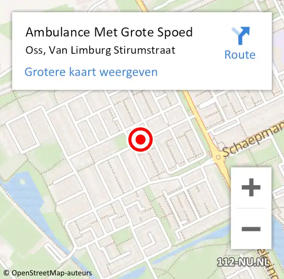 Locatie op kaart van de 112 melding: Ambulance Met Grote Spoed Naar Oss, Van Limburg Stirumstraat op 2 februari 2019 11:41