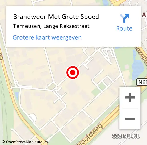 Locatie op kaart van de 112 melding: Brandweer Met Grote Spoed Naar Terneuzen, Lange Reksestraat op 2 februari 2019 12:11