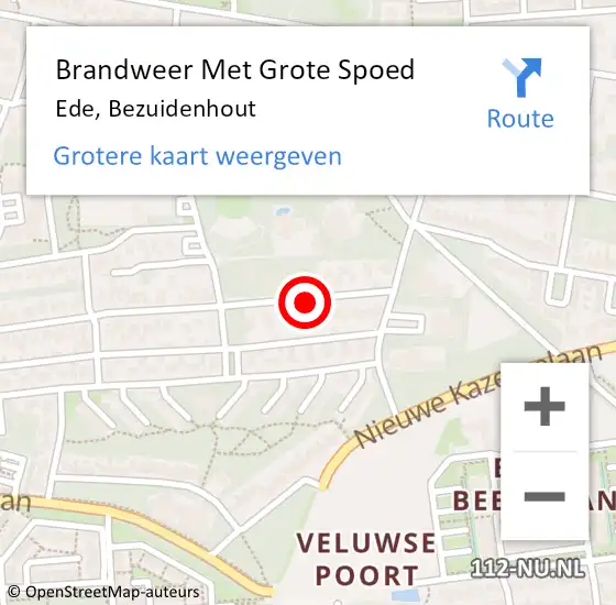 Locatie op kaart van de 112 melding: Brandweer Met Grote Spoed Naar Ede, Bezuidenhout op 2 februari 2019 12:21