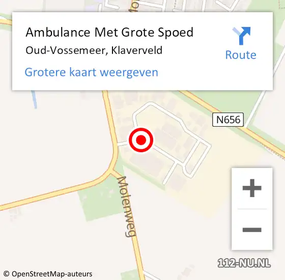 Locatie op kaart van de 112 melding: Ambulance Met Grote Spoed Naar Oud-Vossemeer, Klaverveld op 2 februari 2019 14:50