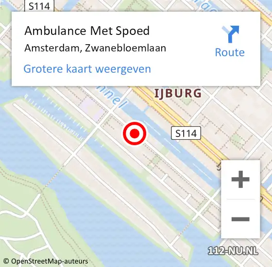 Locatie op kaart van de 112 melding: Ambulance Met Spoed Naar Amsterdam, Zwanebloemlaan op 2 februari 2019 14:53