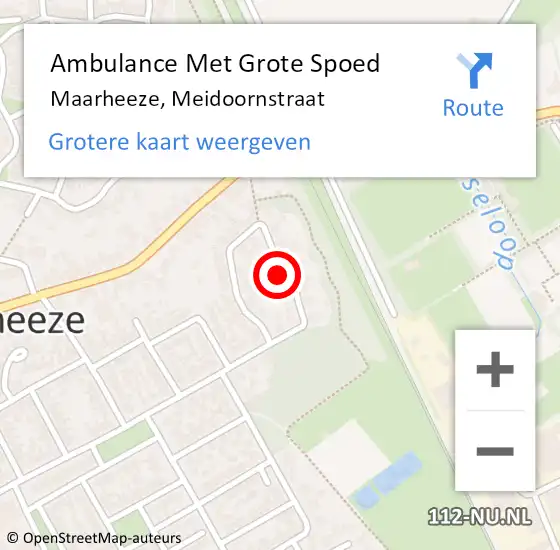 Locatie op kaart van de 112 melding: Ambulance Met Grote Spoed Naar Maarheeze, Meidoornstraat op 2 februari 2019 15:07