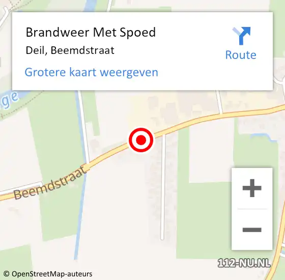 Locatie op kaart van de 112 melding: Brandweer Met Spoed Naar Deil, Beemdstraat op 2 februari 2019 15:37