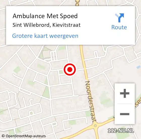 Locatie op kaart van de 112 melding: Ambulance Met Spoed Naar Sint Willebrord, Kievitstraat op 2 februari 2019 15:47