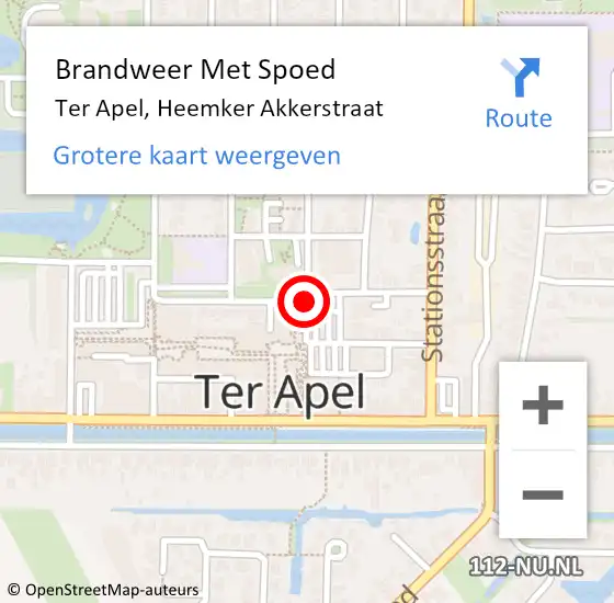 Locatie op kaart van de 112 melding: Brandweer Met Spoed Naar Ter Apel, Heemker Akkerstraat op 2 februari 2019 16:22