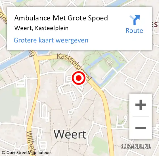 Locatie op kaart van de 112 melding: Ambulance Met Grote Spoed Naar Weert, Kasteelplein op 2 februari 2019 16:43