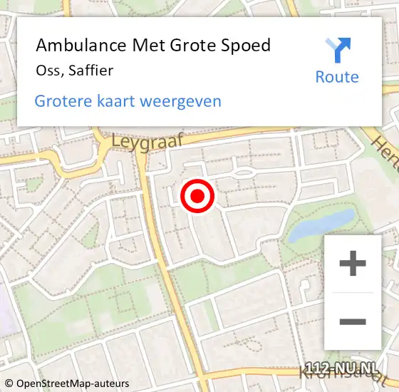 Locatie op kaart van de 112 melding: Ambulance Met Grote Spoed Naar Oss, Saffier op 2 februari 2019 18:11