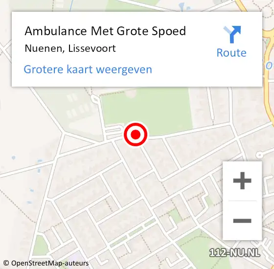 Locatie op kaart van de 112 melding: Ambulance Met Grote Spoed Naar Nuenen, Lissevoort op 2 februari 2019 20:06