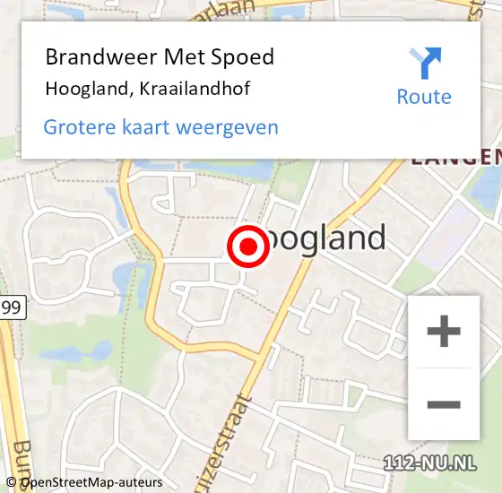 Locatie op kaart van de 112 melding: Brandweer Met Spoed Naar Hoogland, Kraailandhof op 2 februari 2019 20:09