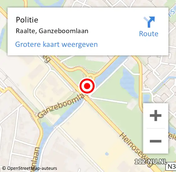 Locatie op kaart van de 112 melding: Politie Raalte, Ganzeboomlaan op 2 februari 2019 20:11