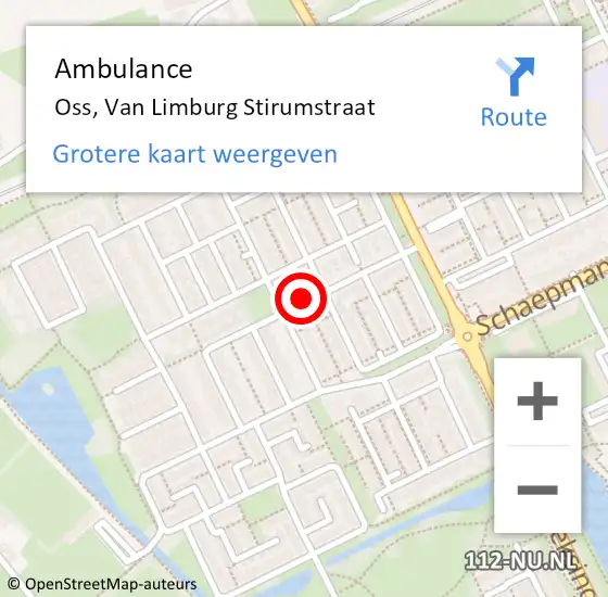 Locatie op kaart van de 112 melding: Ambulance Oss, Van Limburg Stirumstraat op 2 februari 2019 20:13