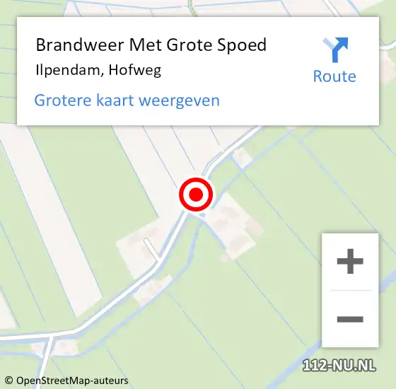 Locatie op kaart van de 112 melding: Brandweer Met Grote Spoed Naar Ilpendam, Hofweg op 2 februari 2019 20:32