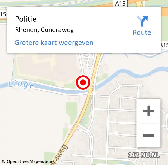 Locatie op kaart van de 112 melding: Politie Rhenen, Cuneraweg op 2 februari 2019 20:33