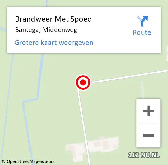 Locatie op kaart van de 112 melding: Brandweer Met Spoed Naar Bantega, Middenweg op 2 februari 2019 20:34