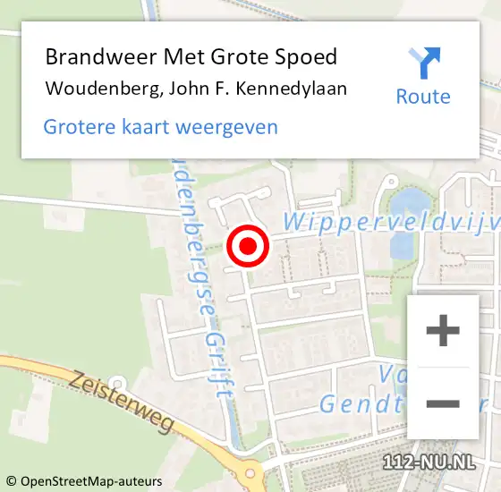 Locatie op kaart van de 112 melding: Brandweer Met Grote Spoed Naar Woudenberg, John F. Kennedylaan op 2 februari 2019 21:42