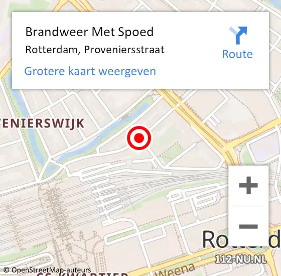 Locatie op kaart van de 112 melding: Brandweer Met Spoed Naar Rotterdam, Proveniersstraat op 2 februari 2019 22:29