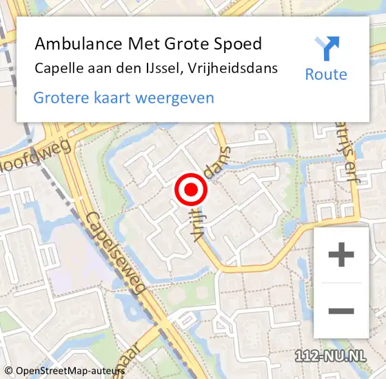 Locatie op kaart van de 112 melding: Ambulance Met Grote Spoed Naar Capelle aan den IJssel, Vrijheidsdans op 2 februari 2019 22:30