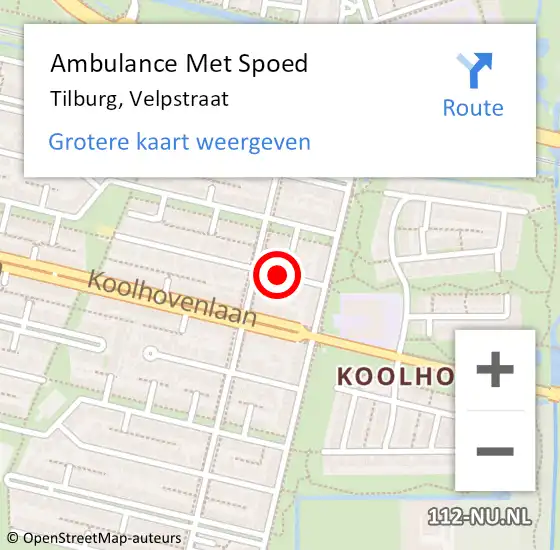 Locatie op kaart van de 112 melding: Ambulance Met Spoed Naar Tilburg, Velpstraat op 22 maart 2014 11:16