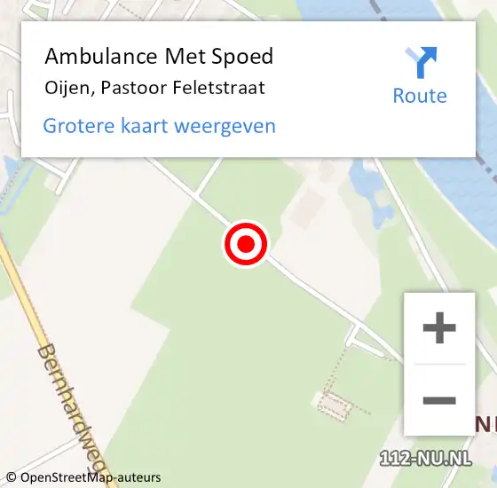 Locatie op kaart van de 112 melding: Ambulance Met Spoed Naar Oijen, Pastoor Feletstraat op 3 februari 2019 01:49