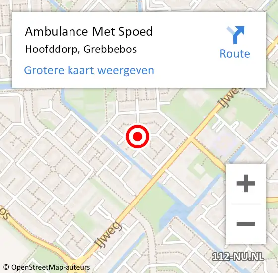 Locatie op kaart van de 112 melding: Ambulance Met Spoed Naar Hoofddorp, Grebbebos op 3 februari 2019 01:52