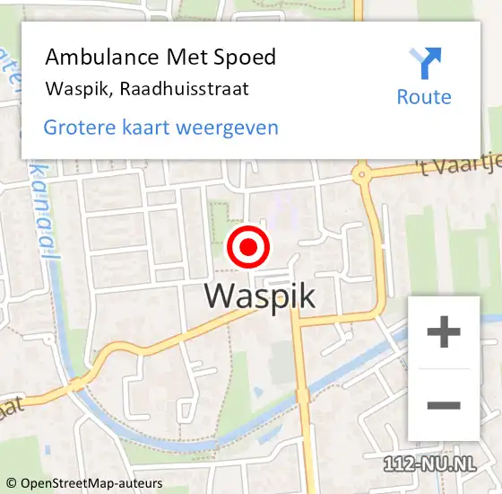 Locatie op kaart van de 112 melding: Ambulance Met Spoed Naar Waspik, Raadhuisstraat op 3 februari 2019 02:47