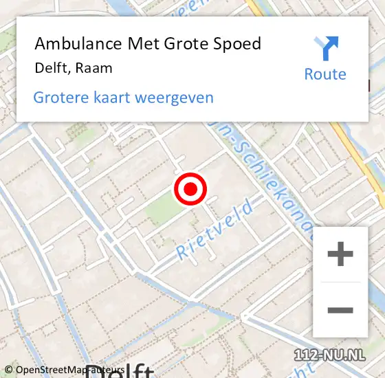 Locatie op kaart van de 112 melding: Ambulance Met Grote Spoed Naar Delft, Raam op 3 februari 2019 03:47