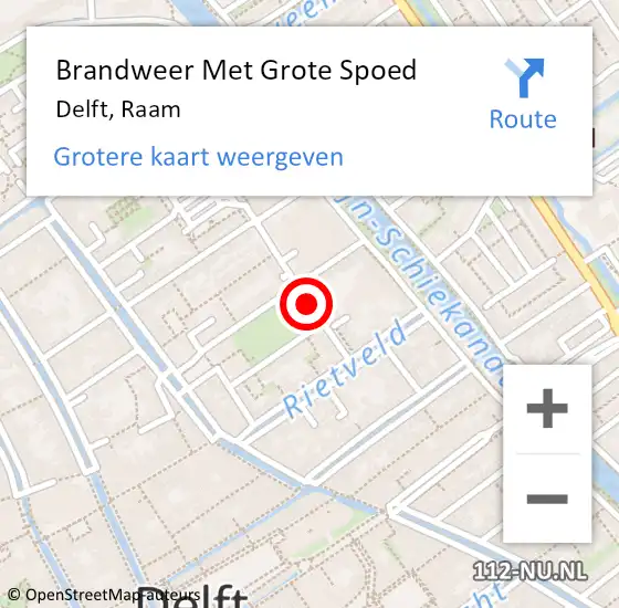 Locatie op kaart van de 112 melding: Brandweer Met Grote Spoed Naar Delft, Raam op 3 februari 2019 03:57