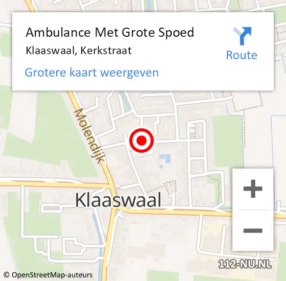 Locatie op kaart van de 112 melding: Ambulance Met Grote Spoed Naar Klaaswaal, Kerkstraat op 3 februari 2019 05:21
