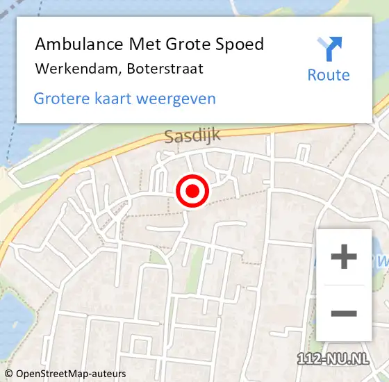 Locatie op kaart van de 112 melding: Ambulance Met Grote Spoed Naar Werkendam, Boterstraat op 3 februari 2019 09:06