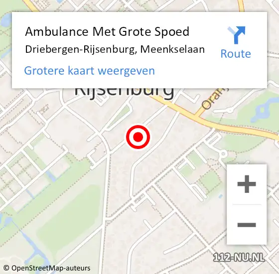 Locatie op kaart van de 112 melding: Ambulance Met Grote Spoed Naar Driebergen-Rijsenburg, Meenkselaan op 22 maart 2014 11:44